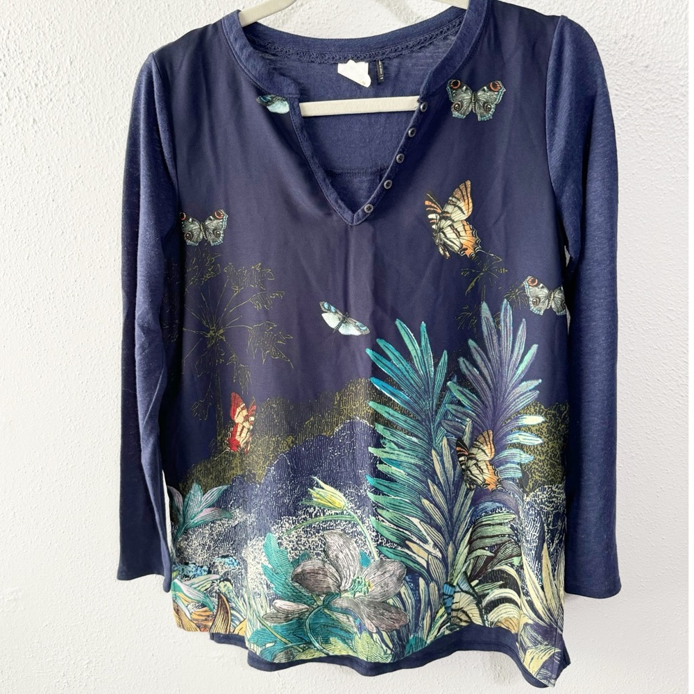 Anthropologie Akemi + Kin butterfly linen blouse xs